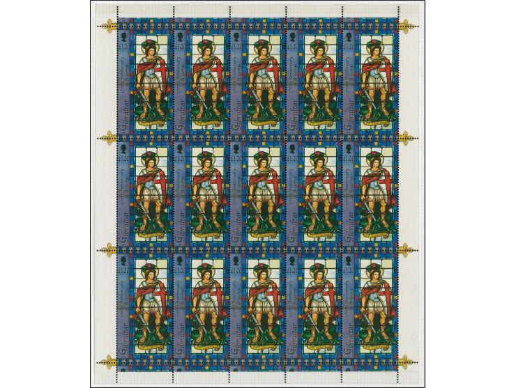 St George & the Dragon £1.20, two imperf proofs, sheet of 15 as issued with transparent overlay showing perforation pattern m