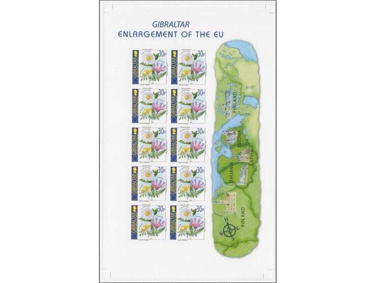 Flowers 30p imperf proof sheetiet of 10 mounted in De La Rue presentation folder