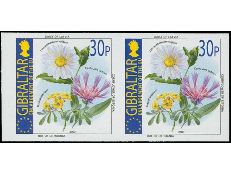 Flowers 30p, five imperf proof pairs unmounted mint