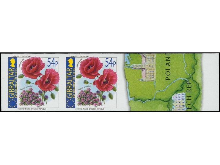 Flowers 54p, five imperf proof pairs, unmounted mint