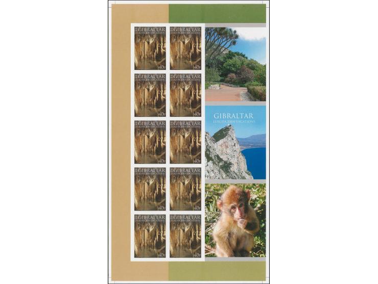 St Michael»s Cave 40p, two imperf proof sheetlets of 10 as issued, mounted on De La Rue card