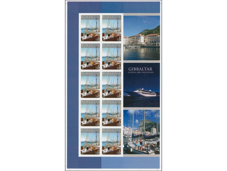 Harbourside Restaurant 54p, two imperf proof sheetlets of 10 as issued, mounted on De La Rue card.