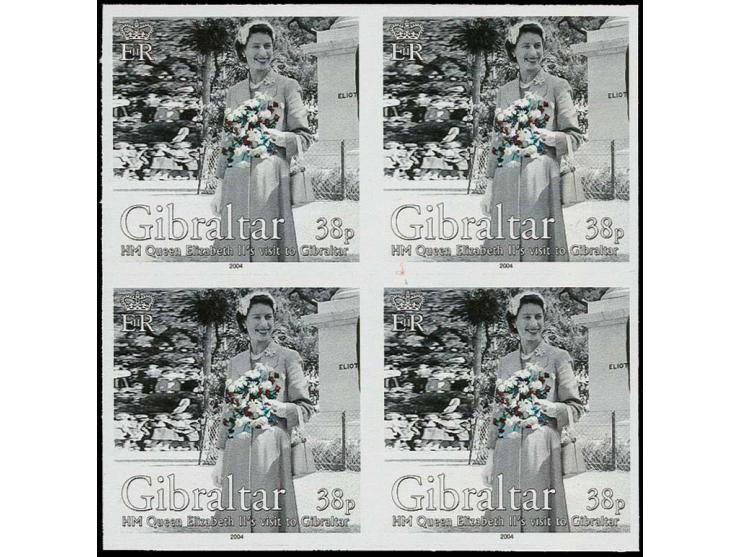 38p value - Imperf block of 4 as issued except 1954 omitted from inscription, unmounted mint