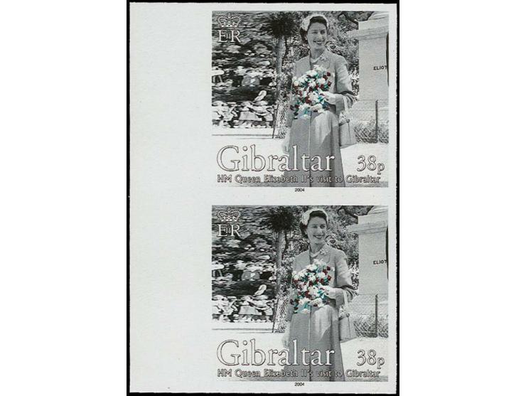 38p value - imperf marginal pair as issued except 1954 omitted from inscription, unmounted mint
