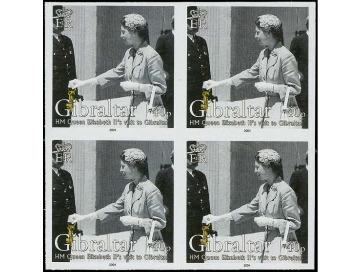 40p value - Imperf block of 4 as issued except 1954 omitted from inscription, unmounted mint