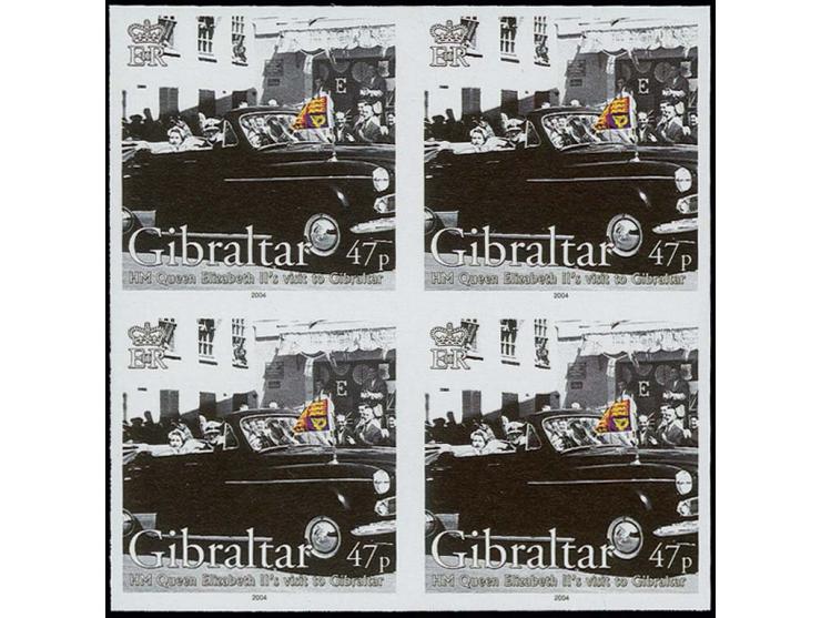 47p value - Imperf block of 4 as issued except 1954 omitted from inscription, unmounted mint