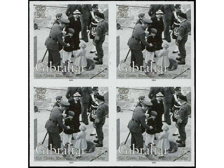 £1 value - Imperf block of 4 as issued except 1954 omitted from inscription, unmounted mint