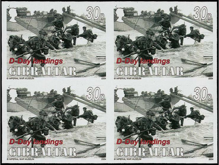 38p value Landing - Imperf block of 4 as issued except denominated 30p, unmounted mint