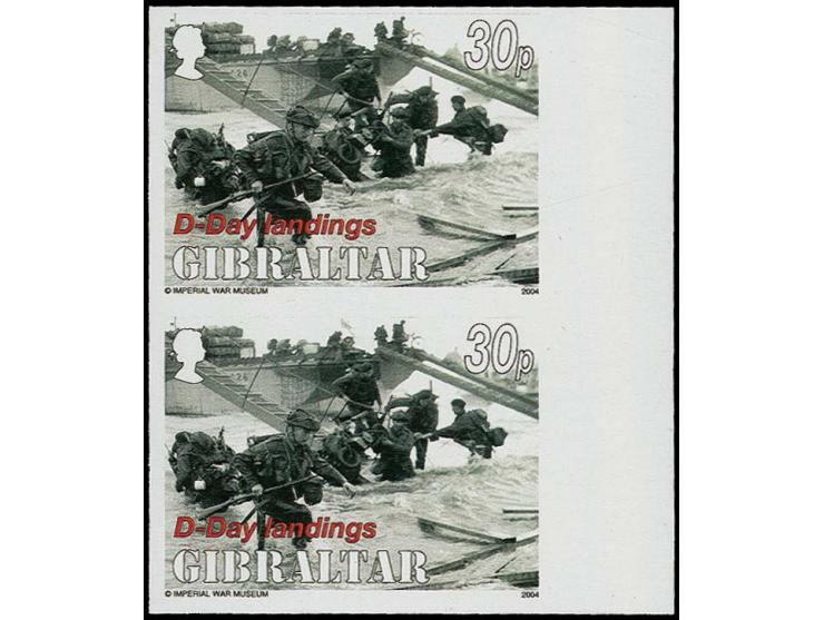 38p value Landing - Imperf marginal pair as issued except denominated 30p, unmounted mint