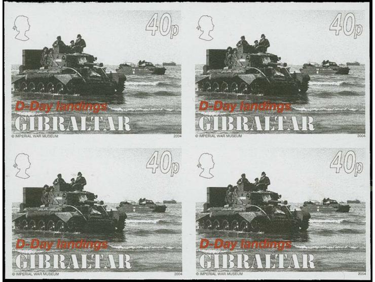 40p value Cruiser Tank - Imperf block of 4 as issued, unmounted mint