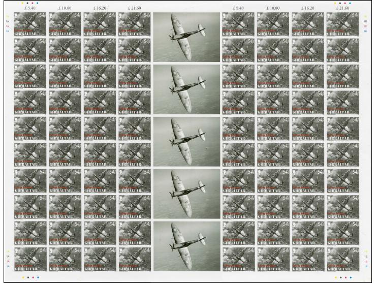 47p value HP Halifax - The complete sheet of 80 (two manes of 40 divided by twoce stamp size lables), as issued mounted on ca