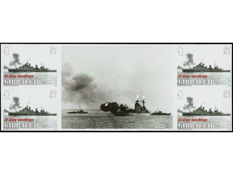 £1 value HMS Belfast - six imperf inter-paneau gutter blocks of 4 plus twice stamp-size label as issued, unmounted mint