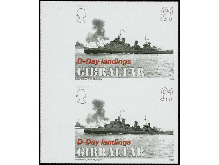 £1 value HMS Belfast - Imperf marginal pair as issued, unmounted mint