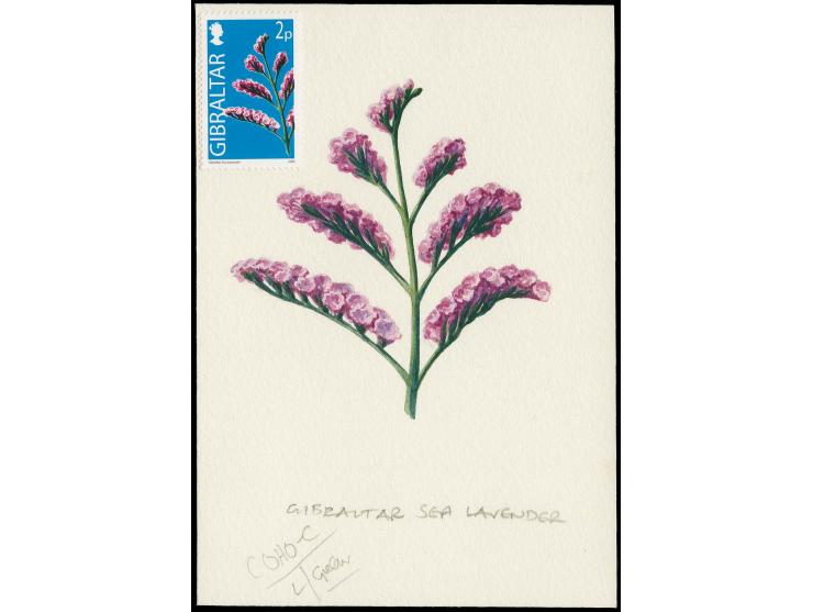 Sea Lavender - Original water colour artwork by Antonia Enthoven after a design by Anselmo Torres as used for 2p definitive, 