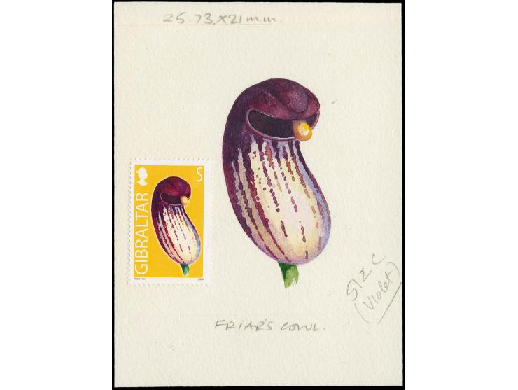 Friars Cowl - Original water colour artwork by Antonia Enthoven after a design by Anselmo Torres as used for 28p (S) definiti