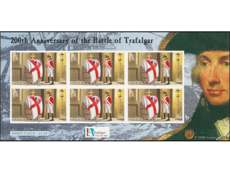 Imperf proof sheetlet containing 6 x 38p values as issued mounted on Cartor proof card
