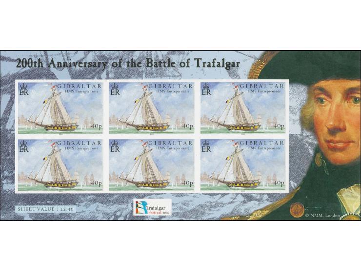 Imperf proof sheetlet containing 6 x 40p values as issued mounted on Cartor proof card