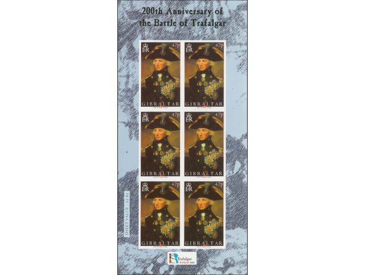 Imperf proof sheetlet containing 6 x 47p values as issued mounted on Cartor proof card