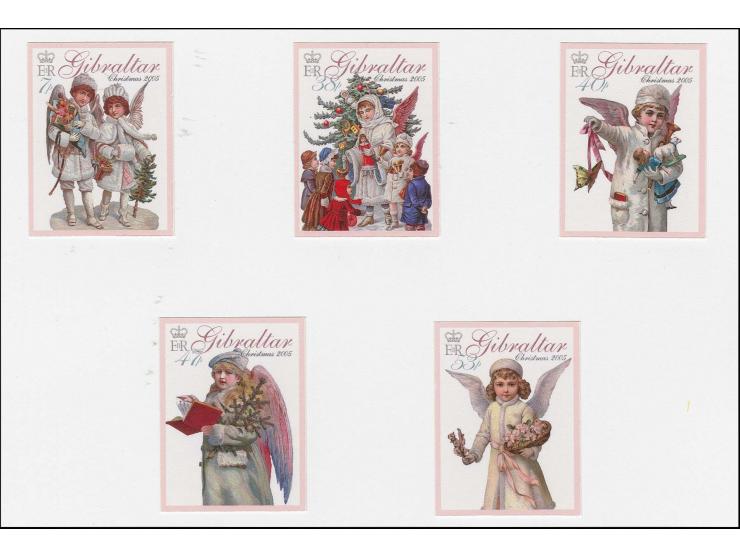 Two imperf proof sets of 5 as issued mounted on card with Cartor header