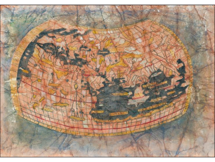 Early Map of 1482 - Original hand painted artwork by unknown artist based on Ptolemy»s World Map, submitted for use but rejec