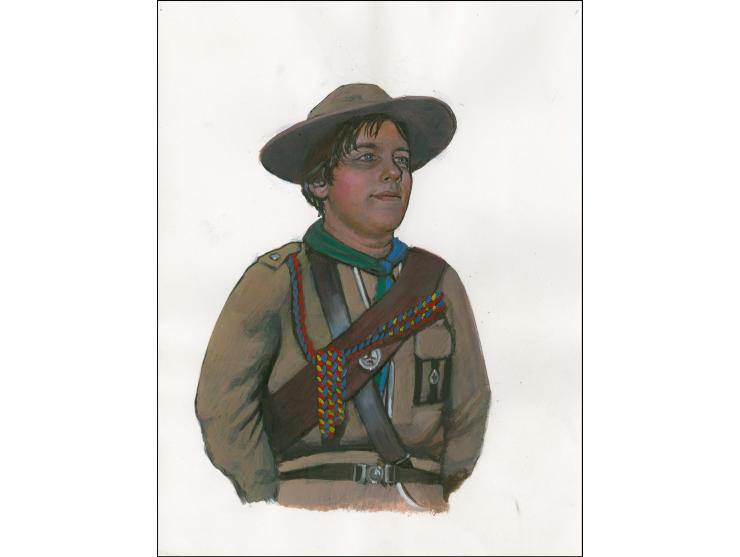 Scout of 1950s - Original hand painted artwork by Christian Hook (Design by Stephen Perera) as used for 40p value, on paper 2