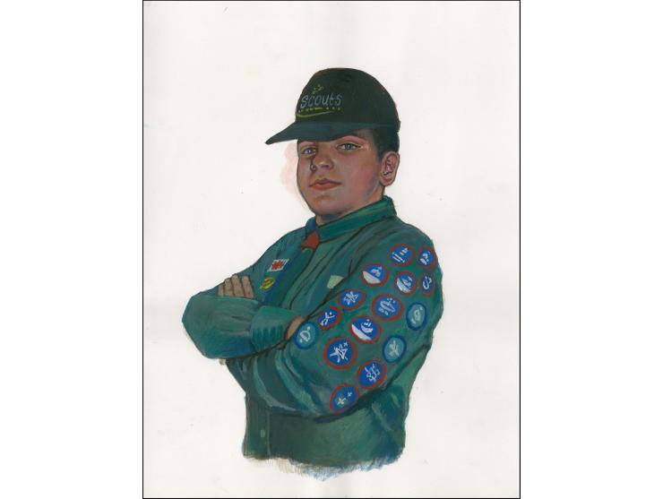 Modern Scout - Original hand painted artwork by Christian Hook (Design by Stephen Perera) as used for £1 value, on paper 210 