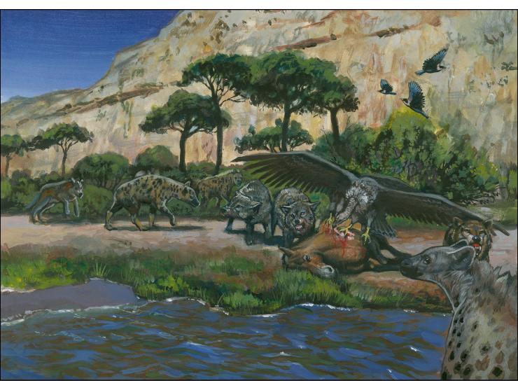 Wolf & Vulture feeding on Dead Horse - Original hand painted artwork by Christian Hook (Design by Stephen Perera) as used for