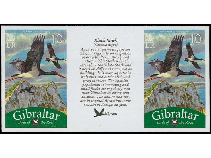 Black Stork 10p - imperf inter-paneau gutter proof pair unmounted mint