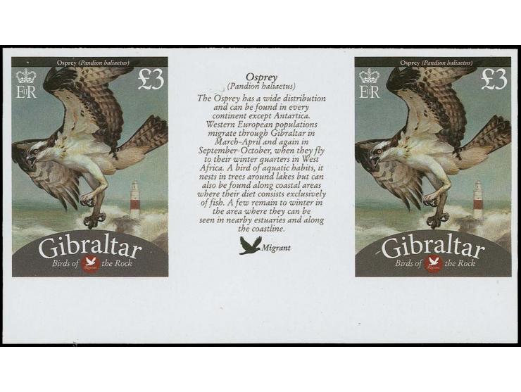Osprey £3 - imperf inter-paneau gutter proof pair unmounted mint