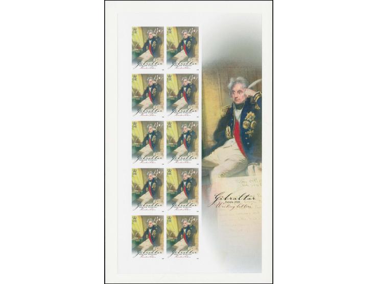 Horatio Nelson (42p) imperf proof sheet of 10 as issued except value shown as 40p mounted on card