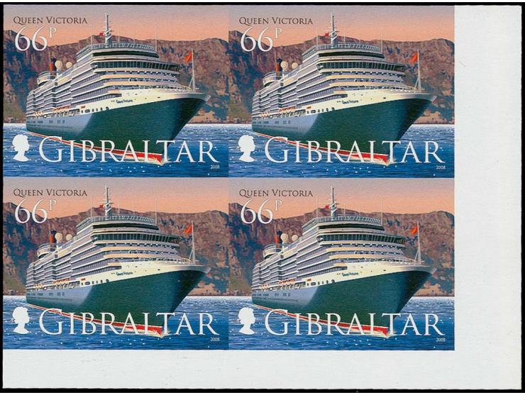 Queen Victoria 66p - three imperf proof corner blocks of 4 from lower right corner of proof sheet, as issued unmounted mint