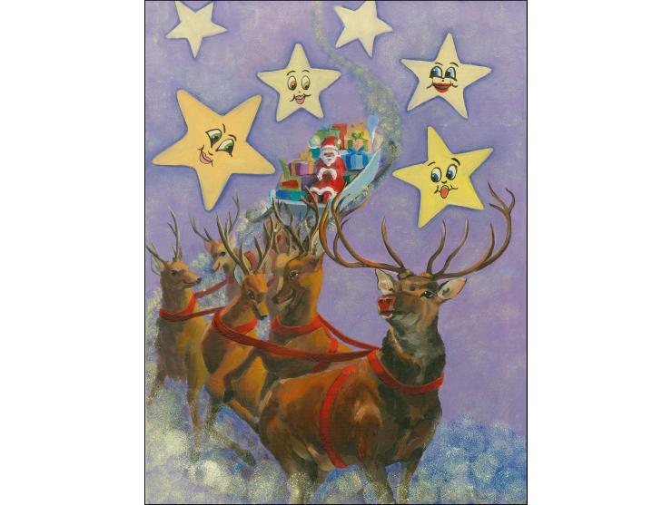 Rudolf the Red-Nosed Reindeer - Original hand-painted artwork by Olympia Reyes (local artist) as issued 42p value, on thick b