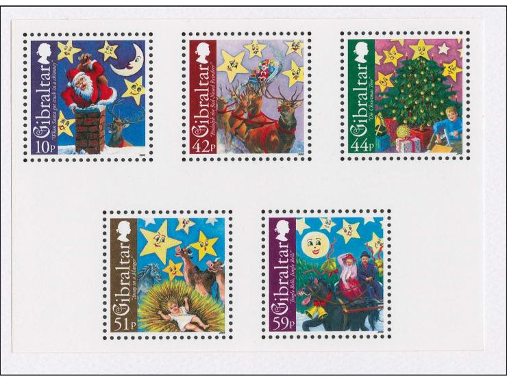 Imperf proof, two sheetlets, each containing the set of 5 values as issued (background colours lighter) on thin card with per