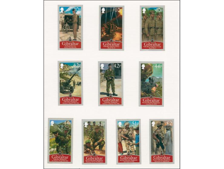 Imperf proof set of 10 as issued except borders in silver and without imprint date, mounted in BDT presentation folder (cover
