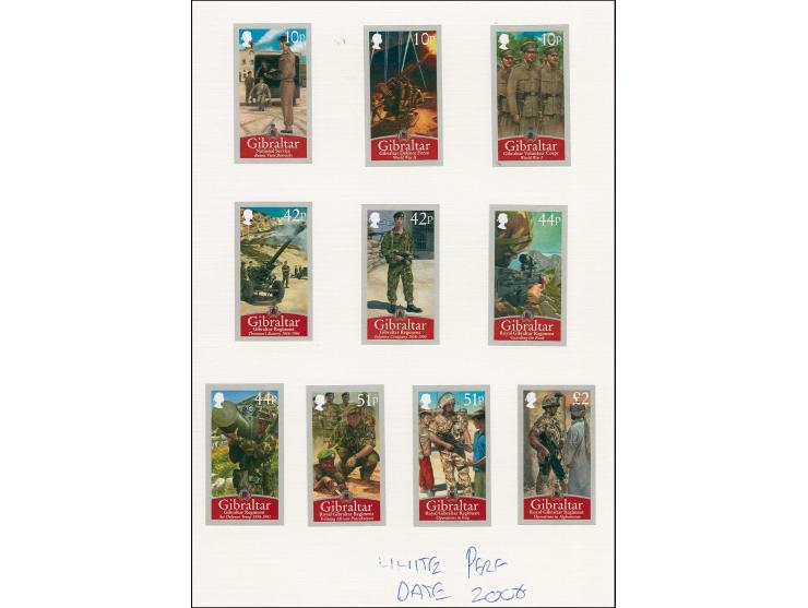Imperf proof set of 10 as issued except borders in silver and without imprint date, mounted in BDT presentation folder with i
