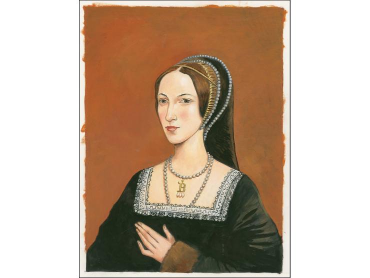 Anne Boleyn - Original water colour artwork by Martin Hargreaves (Design by Stephen Perera) as used for 10p design, on card i