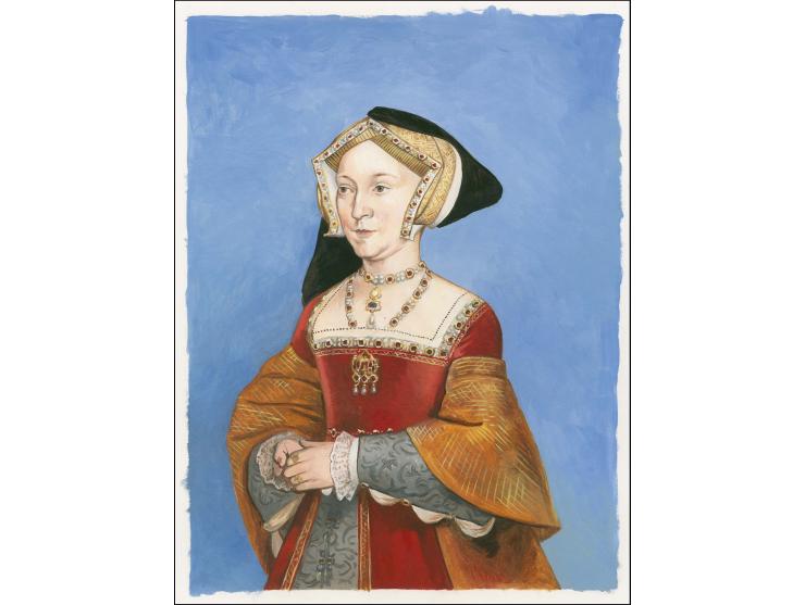 Jane Seymour - Original water colour artwork by Martin Hargreaves (Design by Stephen Perera) as used for 42p design, on card 