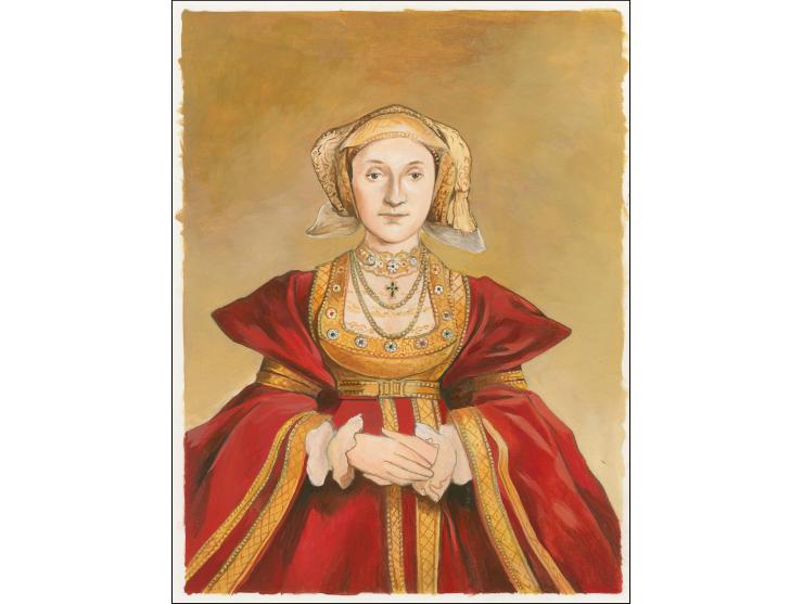 Anne of Cleves - Original water colour artwork by Martin Hargreaves (Design by Stephen Perera) as used for 42p design, on car
