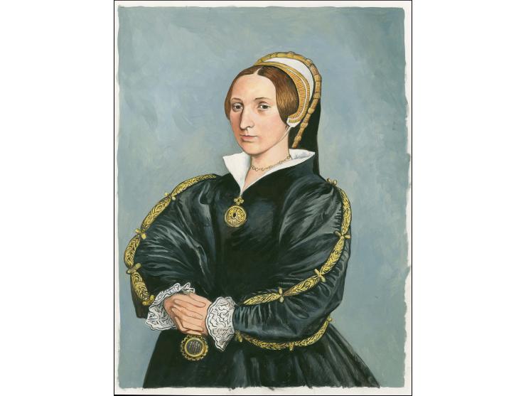 Catherine Howard - Original water colour artwork by Martin Hargreaves (Design by Stephen Perera) as used for 44p design, on c