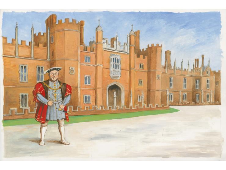 Hampton Court - Original water colour artwork by Martin Hargreaves (Design by Stephen Perera) as used for £2 m/sheet, on card