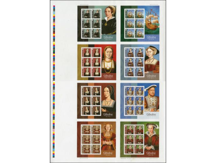 Catherine of Aragon 10p, Anne Boleyn 10p, Jane Seymour 42p, Anne of Cleves 42p, Catherine Howard 44p, Katherine Parr 44p, Hen
