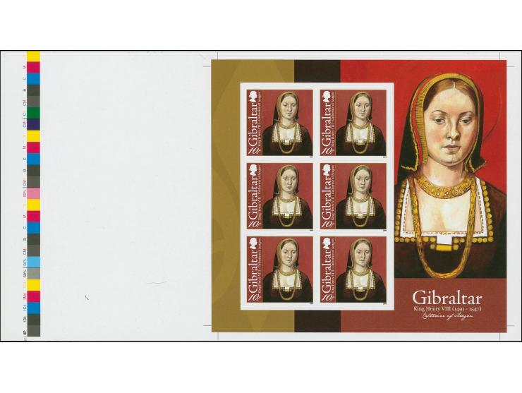 Catherine of Aragon 10p - Imperf proof sheetlet of 6 unmounted mint