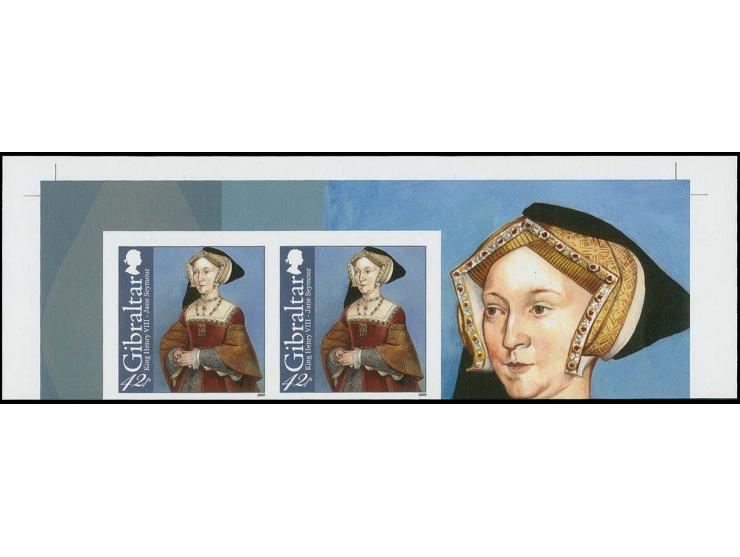 Jane Seymour 42p - three imperf proof pairs unmounted mint