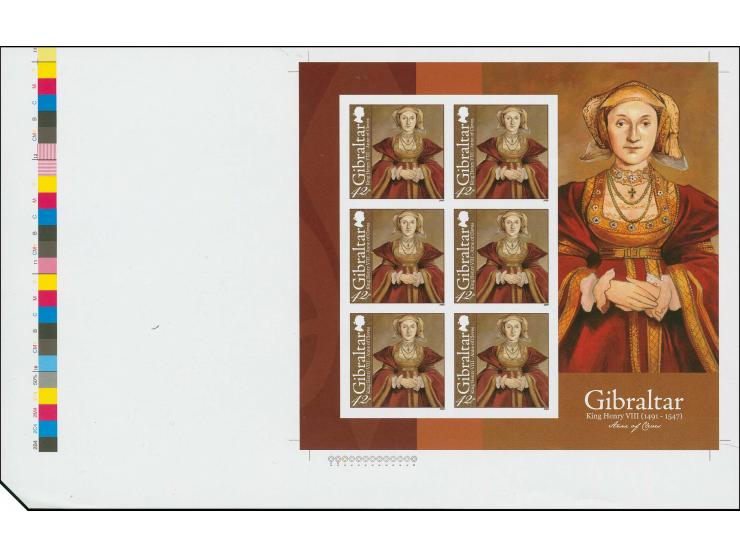 Anne of Cleves 42p - Imperf proof sheetlet of 6 unmounted mint