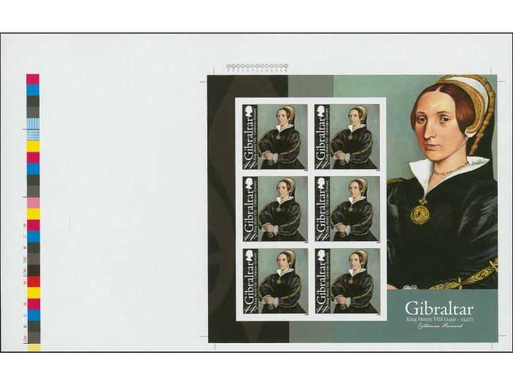 Catherine Howard 44p - Imperf proof sheetlet of 6 unmounted mint