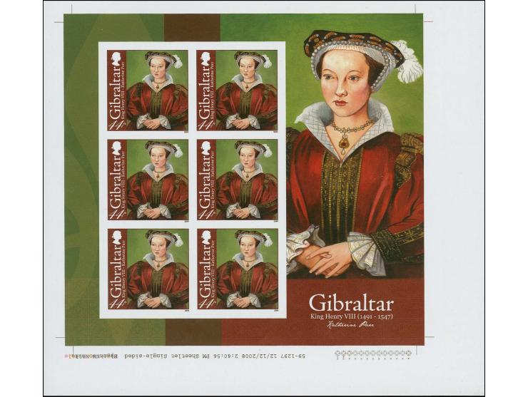 Katherine Parr 44p - Imperf proof sheetlet of 6 unmounted mint