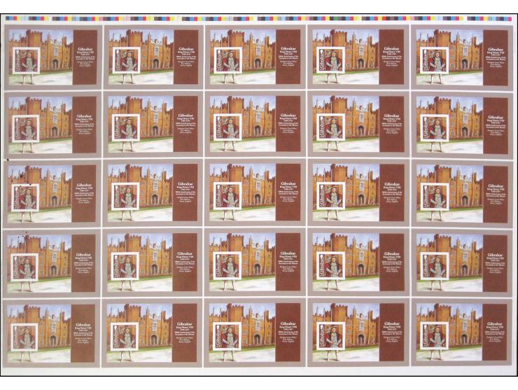 Hampton Court £2 - Imperf proof in issued colours unmounted mint, complete sheet of 25 blocks. Note this is an unissued forma
