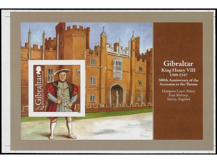 Hampton Court £2 - thirty imperf proofs of m/sheet in issued colours unmounted mint