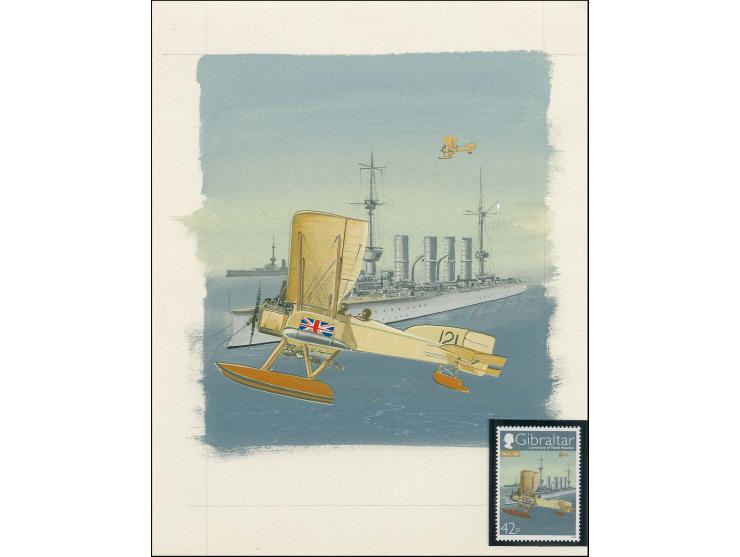 Short 184 at Cuxhaven - Original water colour artwork by John Batchelor (Design by Stephen Perera) as used for one of the 42p