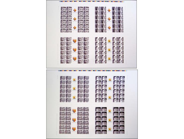 The complete set of 8 values in gutter proof blocks of 24 with Coat of Arms in gutter, as issued on full printing sheets show
